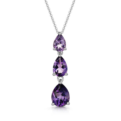 9ct White Gold Amethyst Necklace