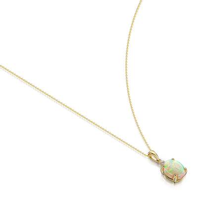 9ct Yellow Gold Opal Pendant & Chain