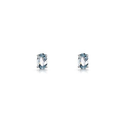 9ct White Gold Aquamarine Stud Earrings