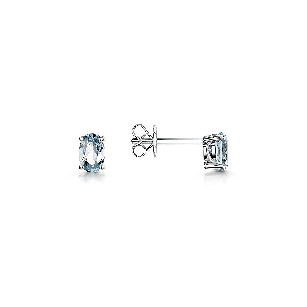 9ct White Gold Aquamarine Stud Earrings