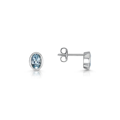 9ct White Gold Aquamarine Stud Earrings