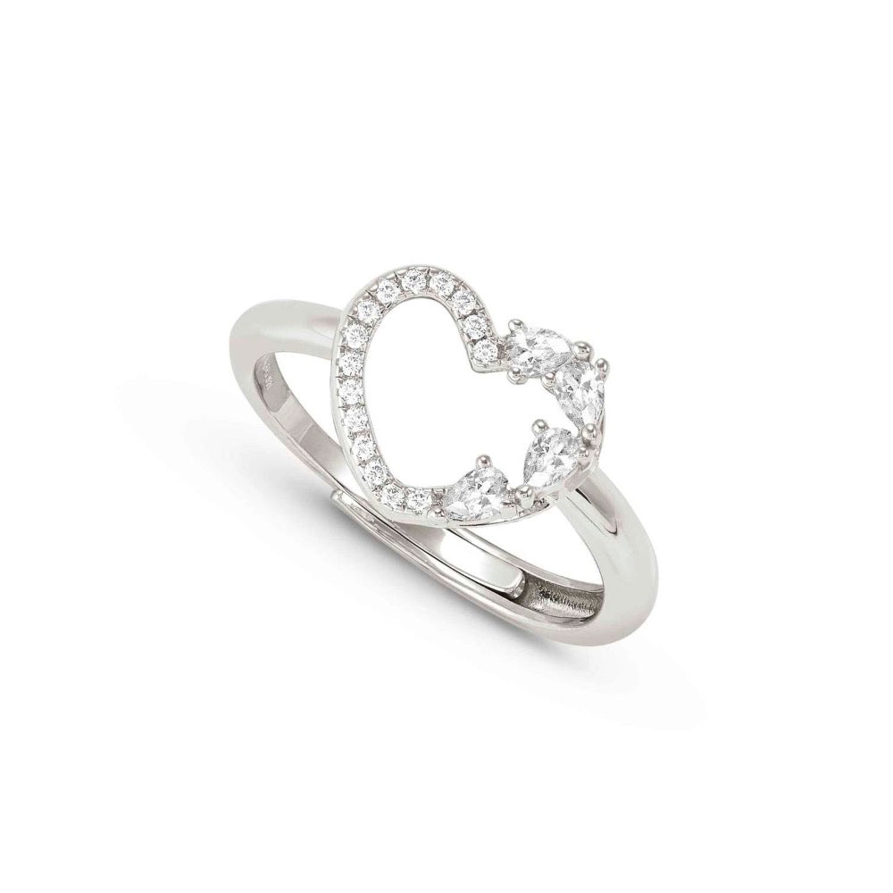 White CZ Heart Ring Made With Sterling Silver