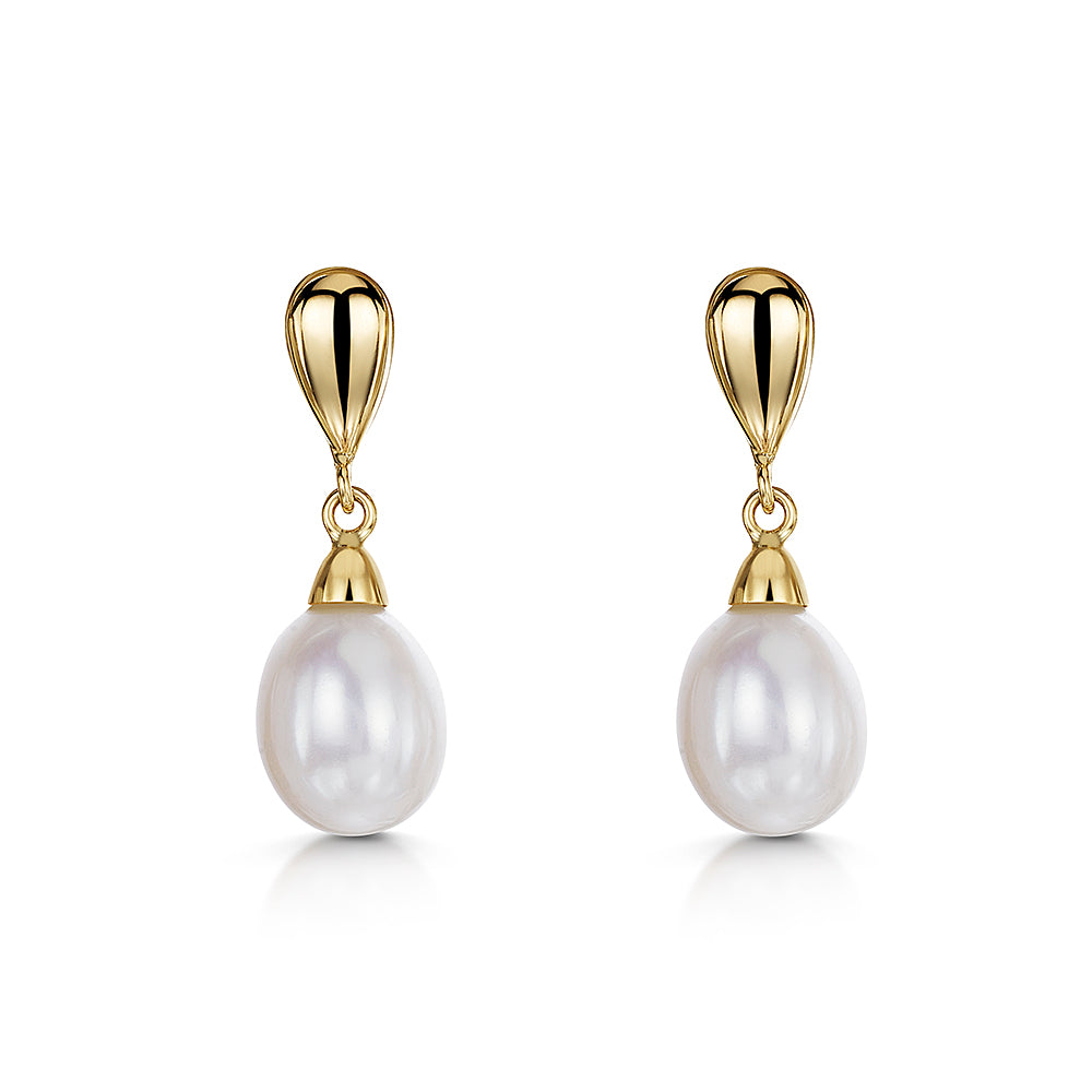 9ct White Gold Pearl Drop Earrings