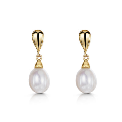 9ct White Gold Pearl Drop Earrings