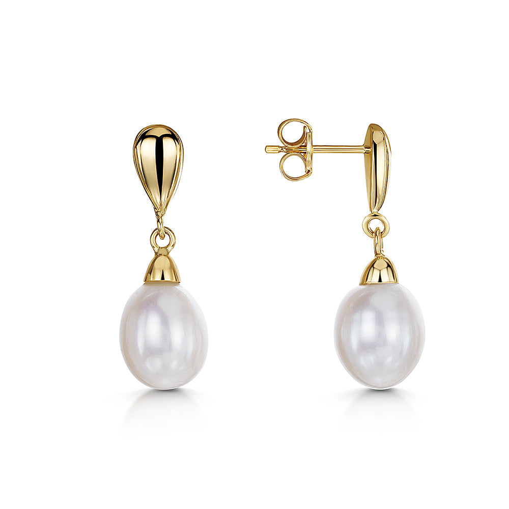 9ct White Gold Pearl Drop Earrings