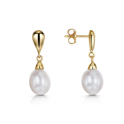9ct White Gold Pearl Drop Earrings