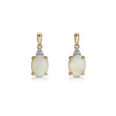 9ct Yellow Gold Opal Drop Earrings