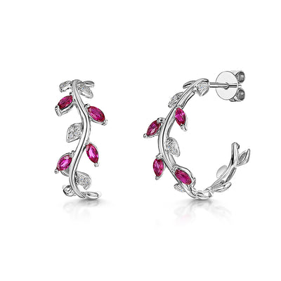 9ct White Gold Ruby Earrings