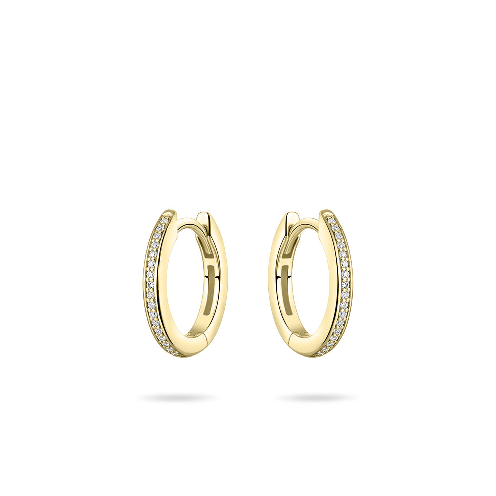 Sterling Silver Gold Plated CZ Sleeper Earrings - Medium