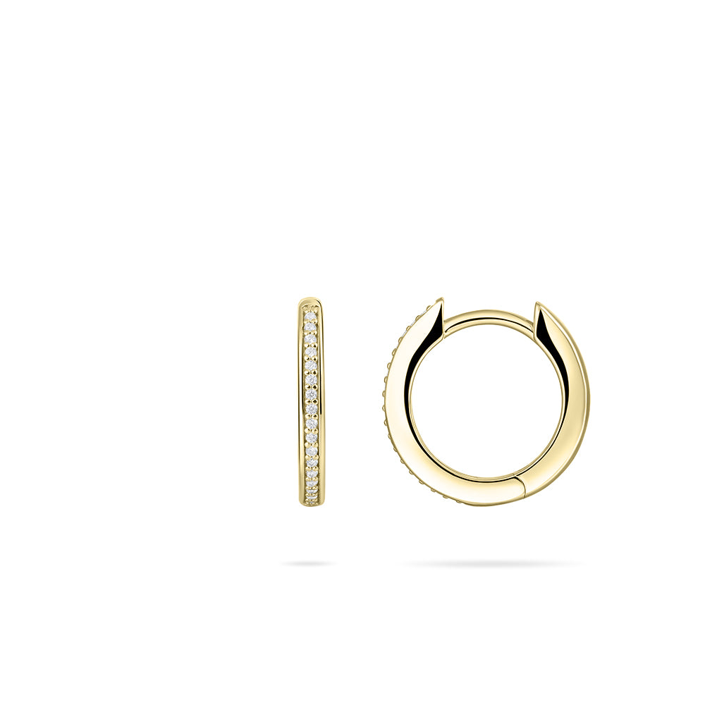Sterling Silver Gold Plated CZ Sleeper Earrings - Medium