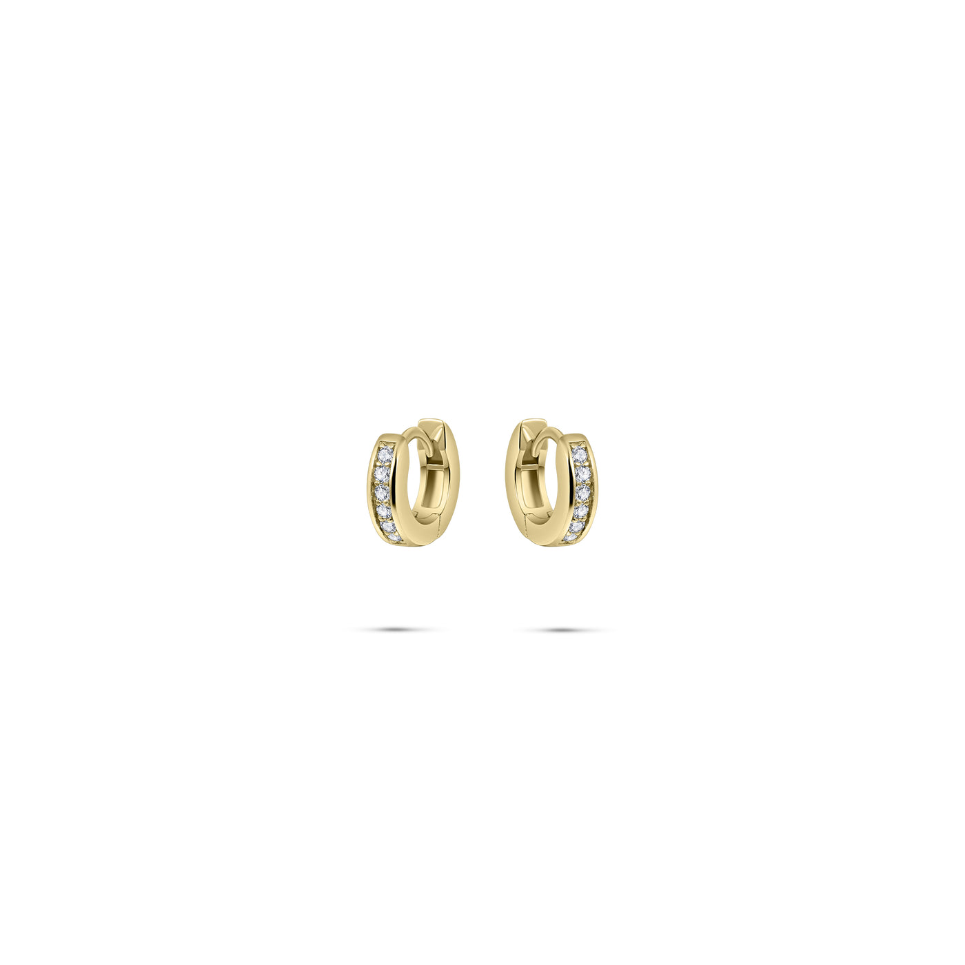 Sterling Silver Gold Plated CZ Sleeper Earrings - Small