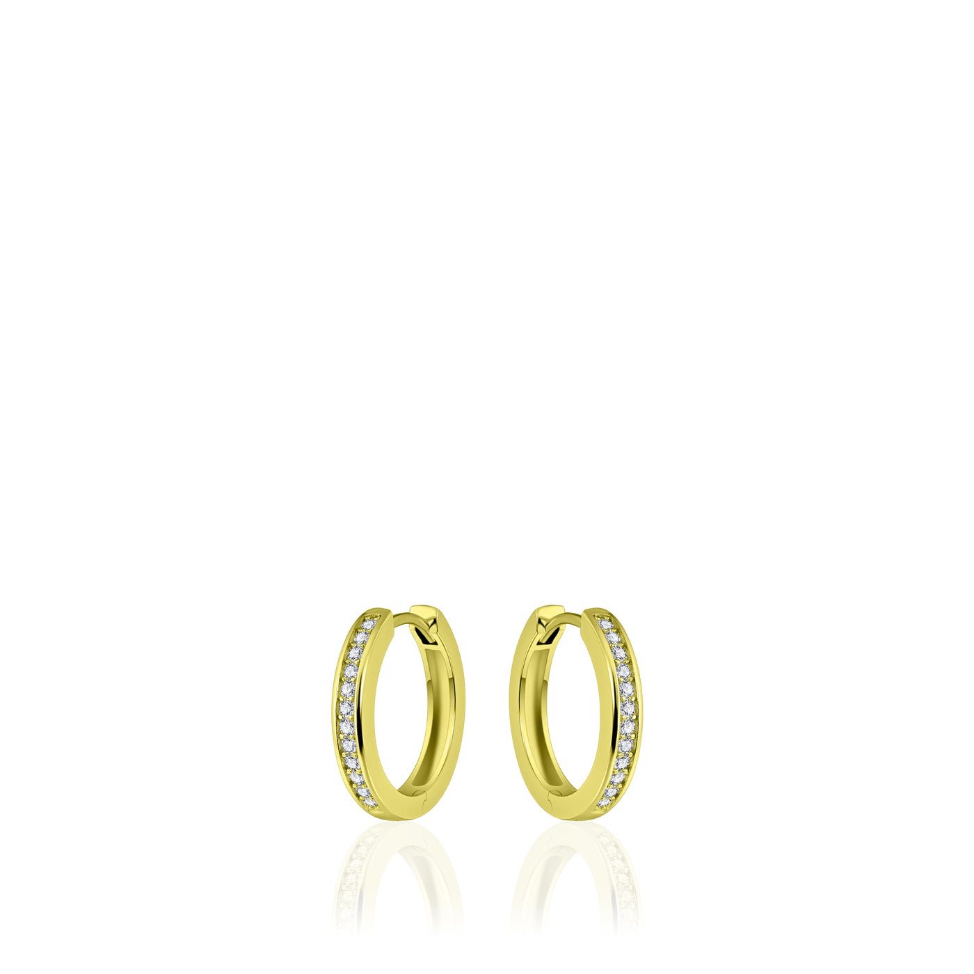 Sterling Silver Gold Plated CZ Sleeper Earrings - Large