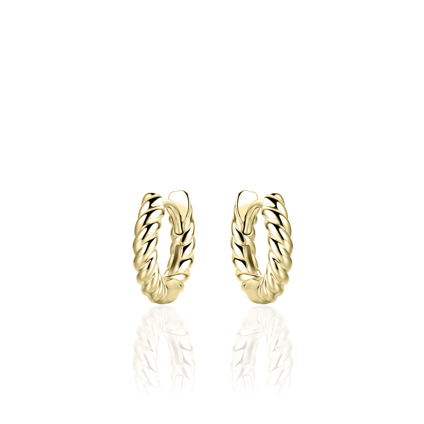 Sterling Silver Gold Plated Twist Sleeper Earrings - Small