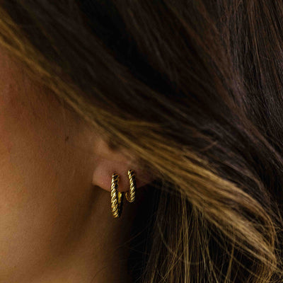 Sterling Silver Gold Plated Twist Sleeper Earrings - Small