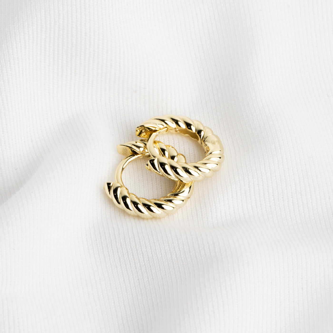 Sterling Silver Gold Plated Twist Sleeper Earrings - Small