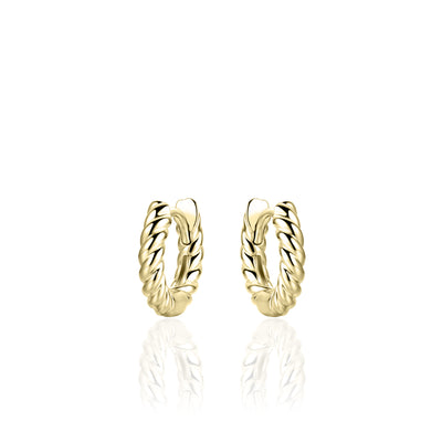 Sterling Silver Gold Plated Twist Sleeper Earrings - Small