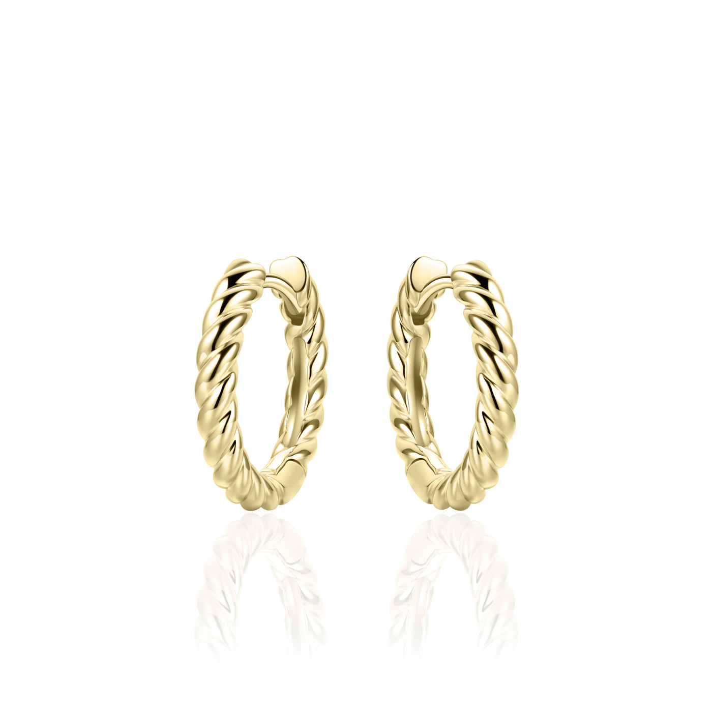 Sterling Silver Gold Plated Twist Sleeper Earrings - Medium
