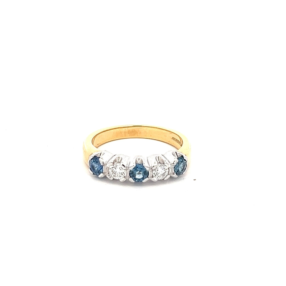 18ct WG Sapphire & Diamond 5 Stone Ring N.V. £1300