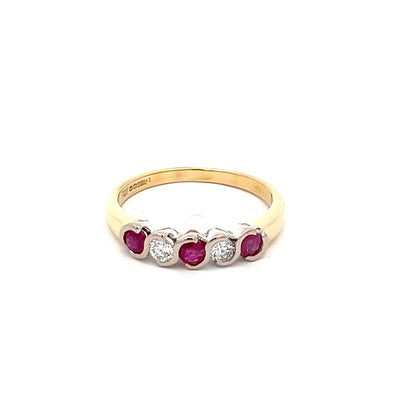 Ruby & Diamond 5 Stone Ring NV £1400
