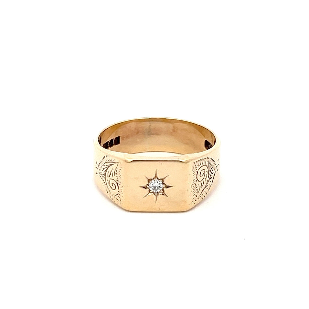 9ct Gold Diamond Signet Ring N.V. £1000