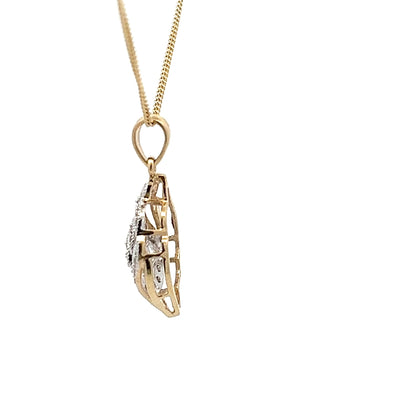 9ct Yellow Gold Diamond Cluster Pendant N.V. £375