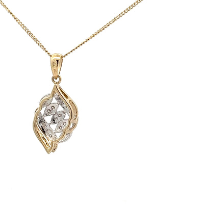 9ct Yellow Gold Diamond Cluster Pendant N.V. £375