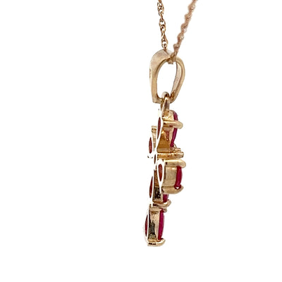 9ct Yellow Gold Ruby Cross & Chain N.V. £1000