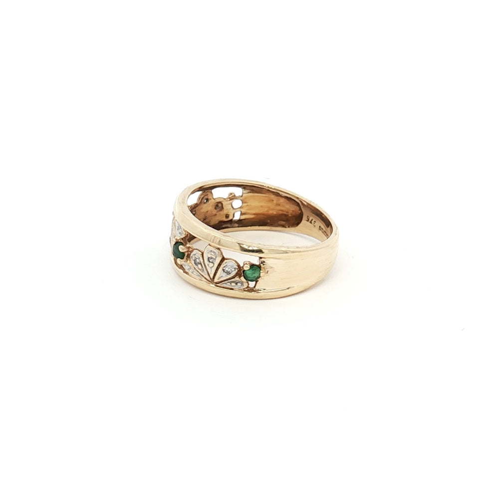 9ct Gold Emerald & Diamond Ring N.V. £450