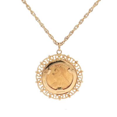 9ct Gold Full Sovereign Pendant & Chain N.V. £3000