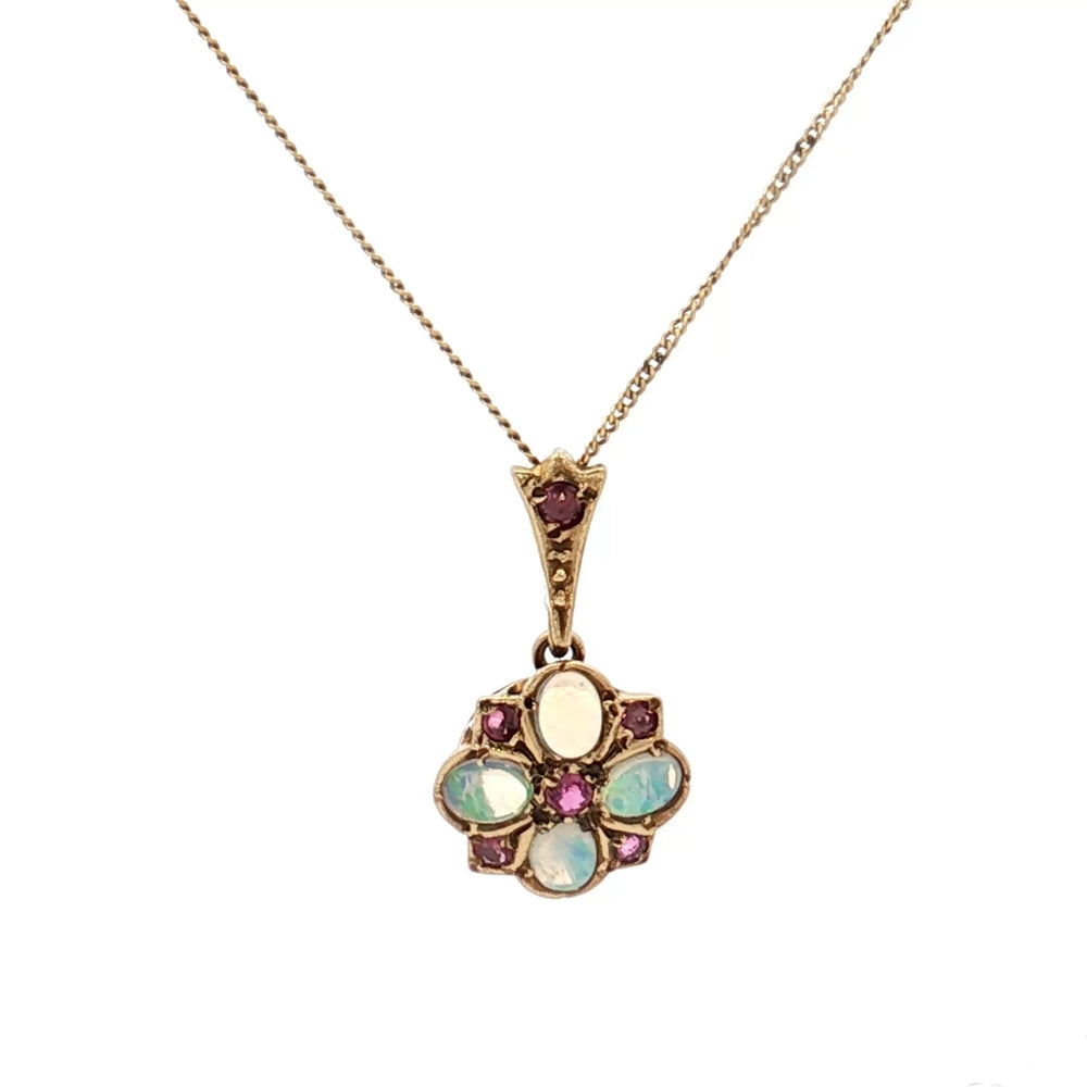 9ct Gold Opal and Ruby Pendant N.V. £450
