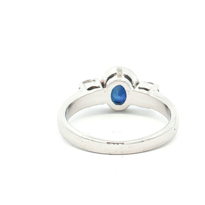 18ct White Gold Sapphire & Diamond 3 Stone Ring N.V. £2800