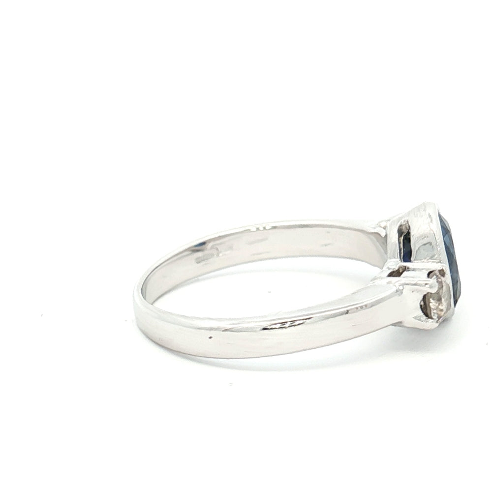 18ct White Gold Sapphire & Diamond 3 Stone Ring N.V. £2800