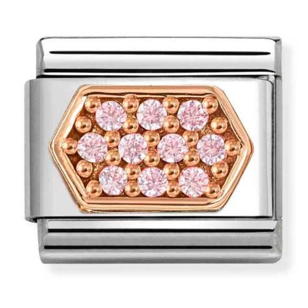 Rose Gold Pink CZ Pave Charm