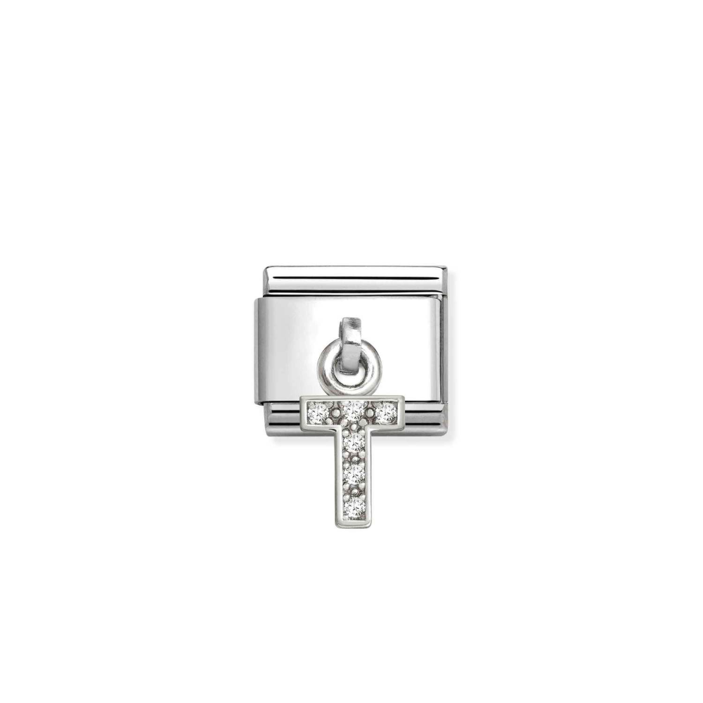 Nomination Silvershine Letter T CZ Drop Charm
