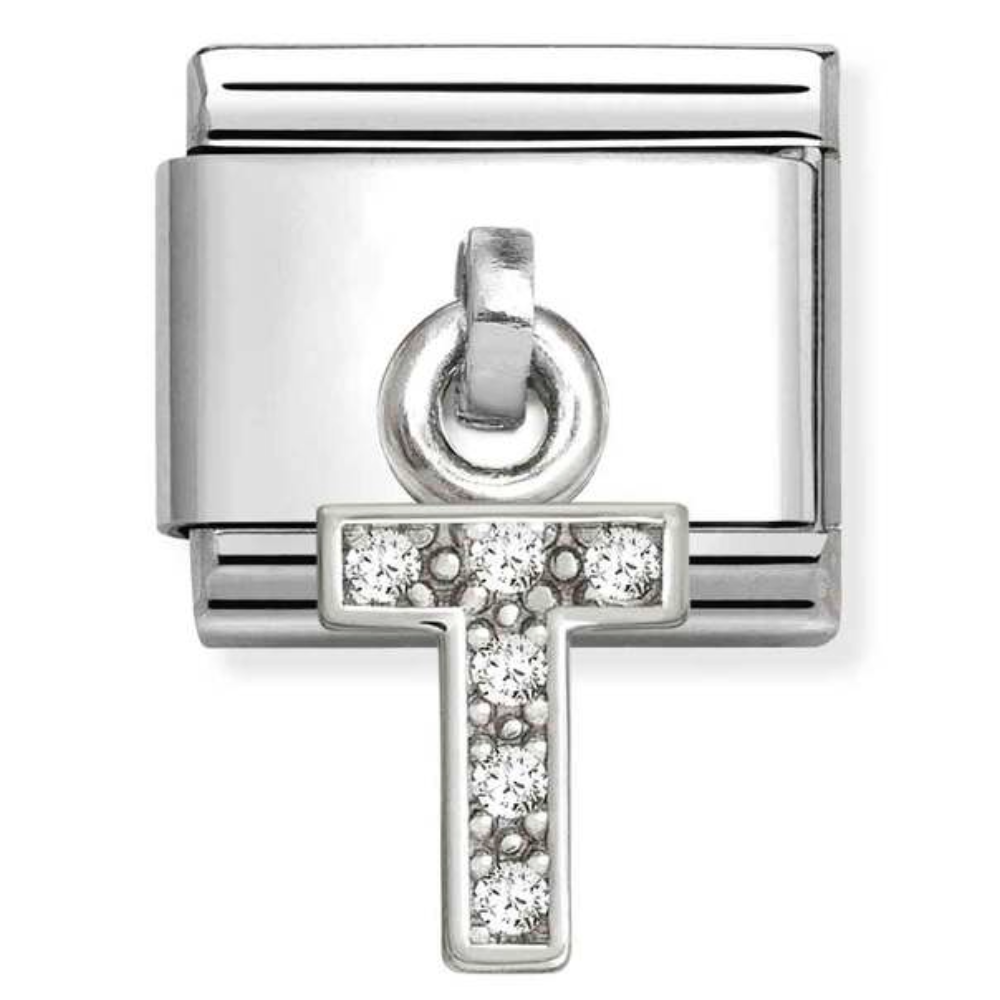 Nomination Silvershine Letter T CZ Drop Charm