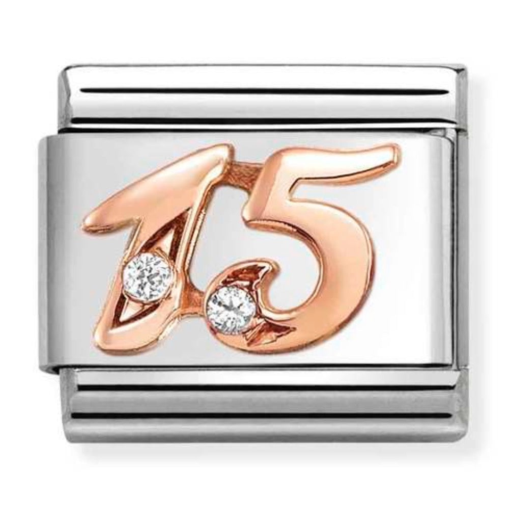 Rose Gold CZ 15 Charm