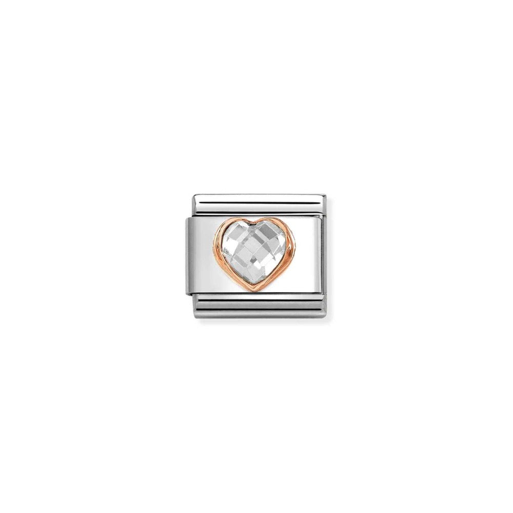 Rose Gold White Heart Charm