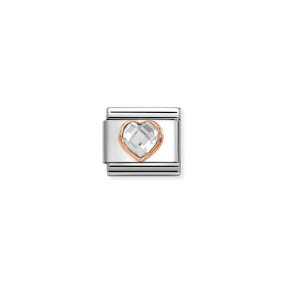 Rose Gold White Heart Charm