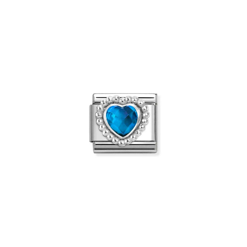 Silvershine Dark Blue Heart Stone Charm