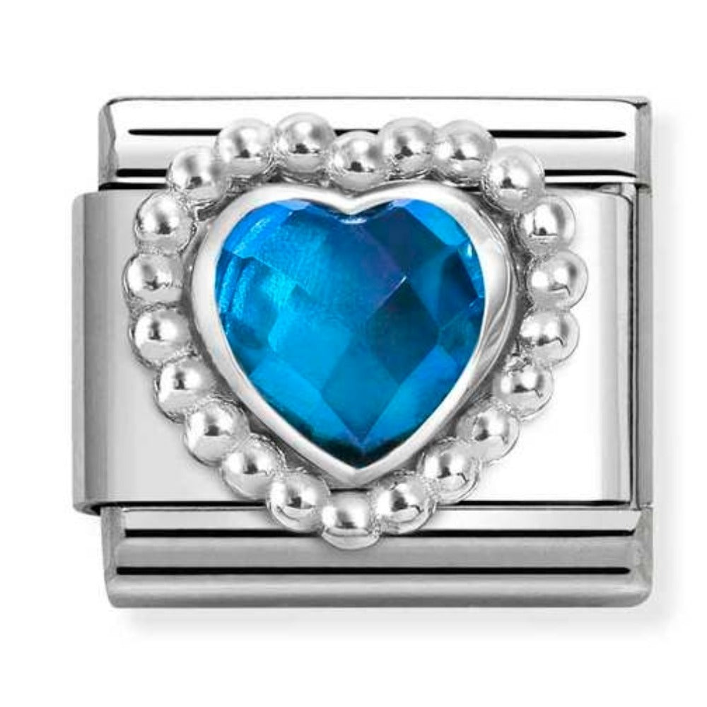 Silvershine Dark Blue Heart Stone Charm