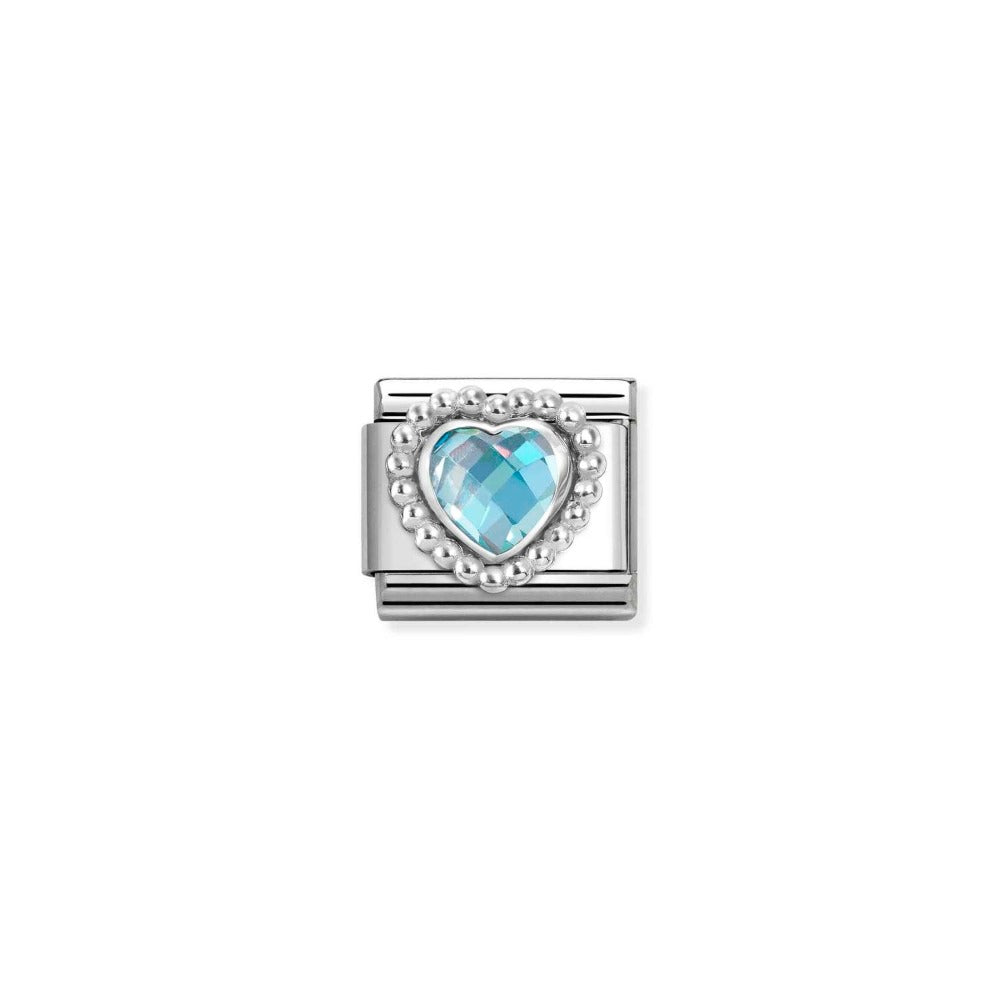 Silvershine Light Blue Heart Stone Charm