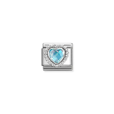 Silvershine Light Blue Heart Stone Charm