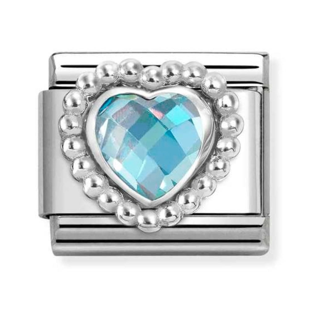 Silvershine Light Blue Heart Stone Charm