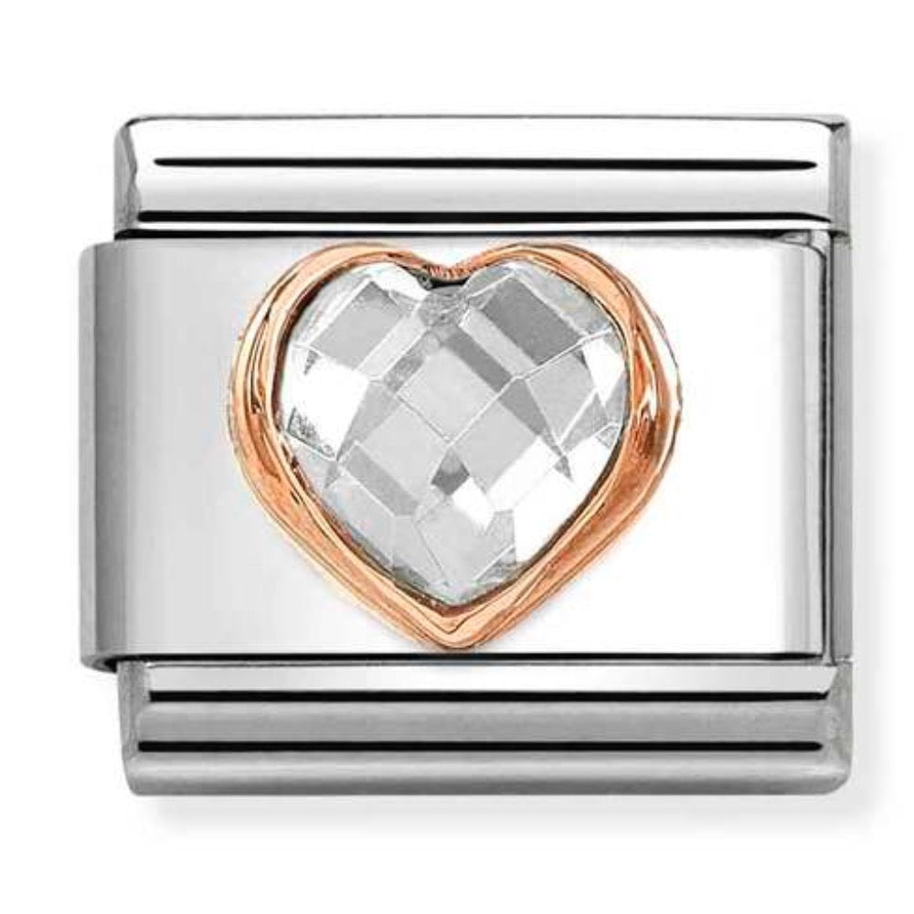 Rose Gold White Heart Charm