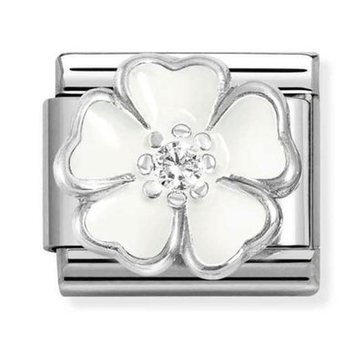 Silvershine White Flower Charm