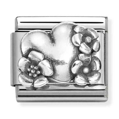 Silvershine Double Heart Flower Charm