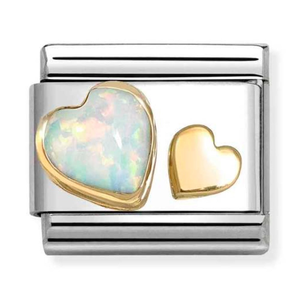 Classic Gold White Opal Charm