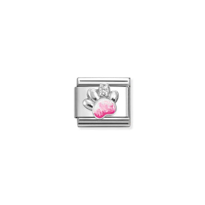 Silvershine White/Pink Paw Charm