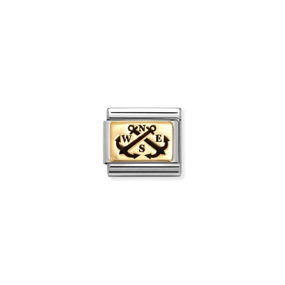 Classic Gold Anchor NSEW Charm