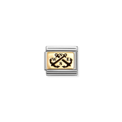 Classic Gold Anchor NSEW Charm